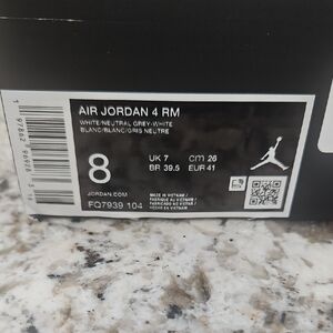 Jordan Air 4 RM White and Gray Sneakers